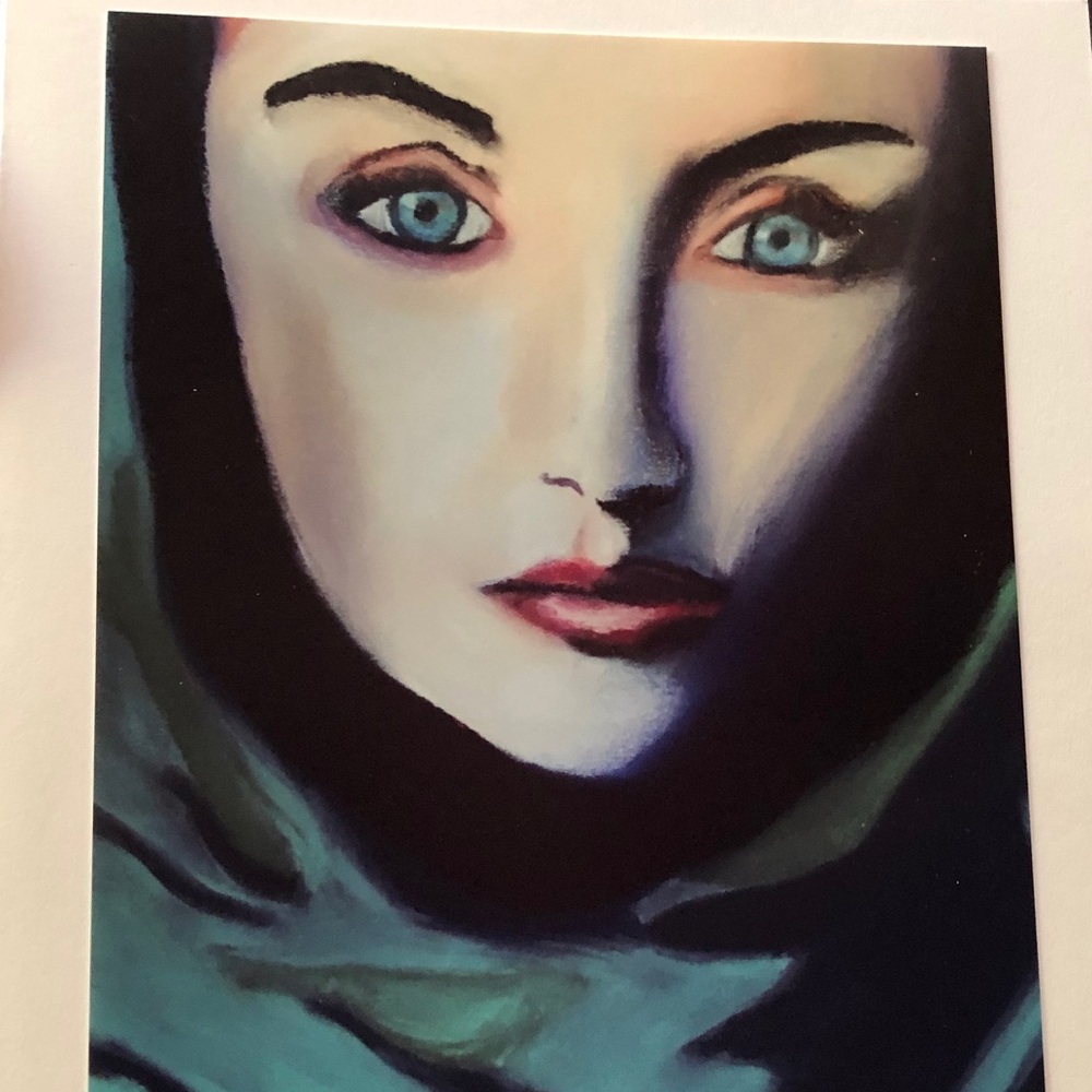 Blue shawl Greeting card - Picture 3 of 8